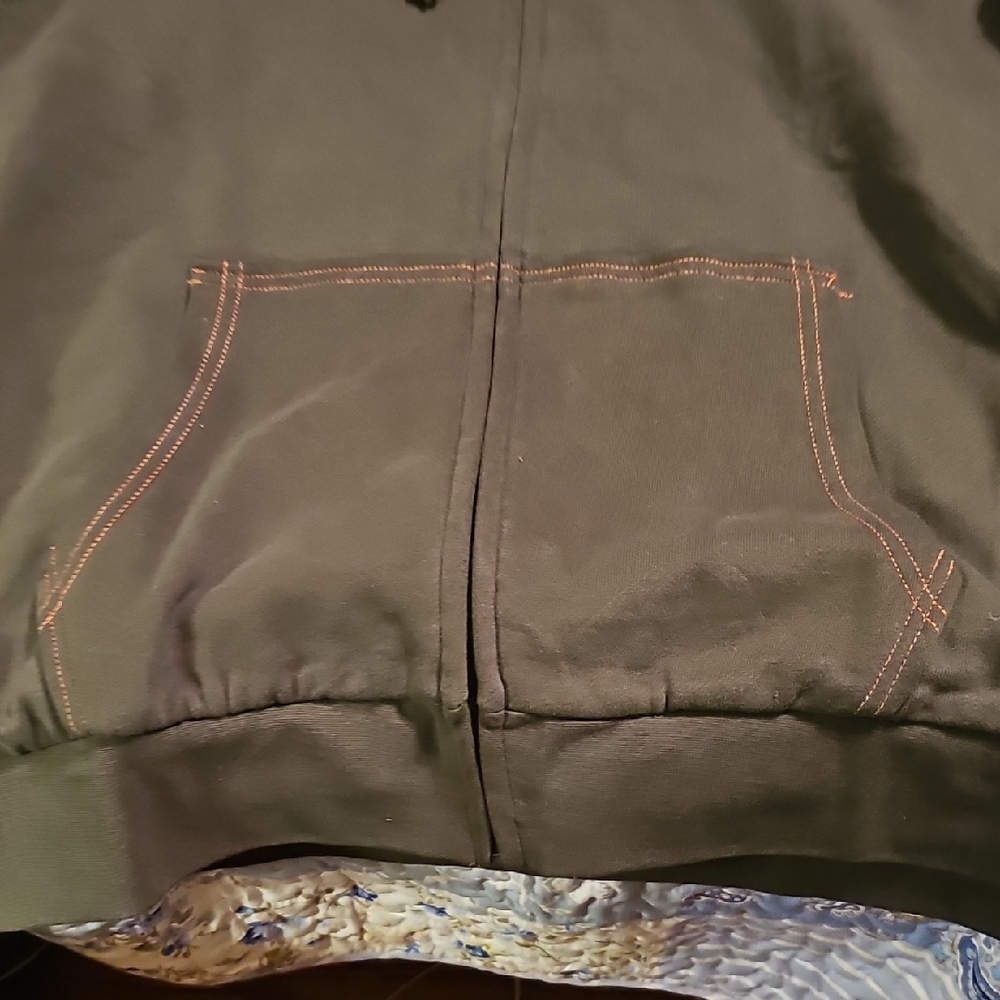 Kangol Zip Up Charcoal Hoodie with Vibrant Orange Logo - Picture 6 of 6